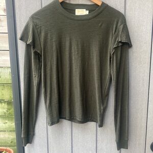 NWOT NATION LTD green long sleeved ruffle tee size XS
